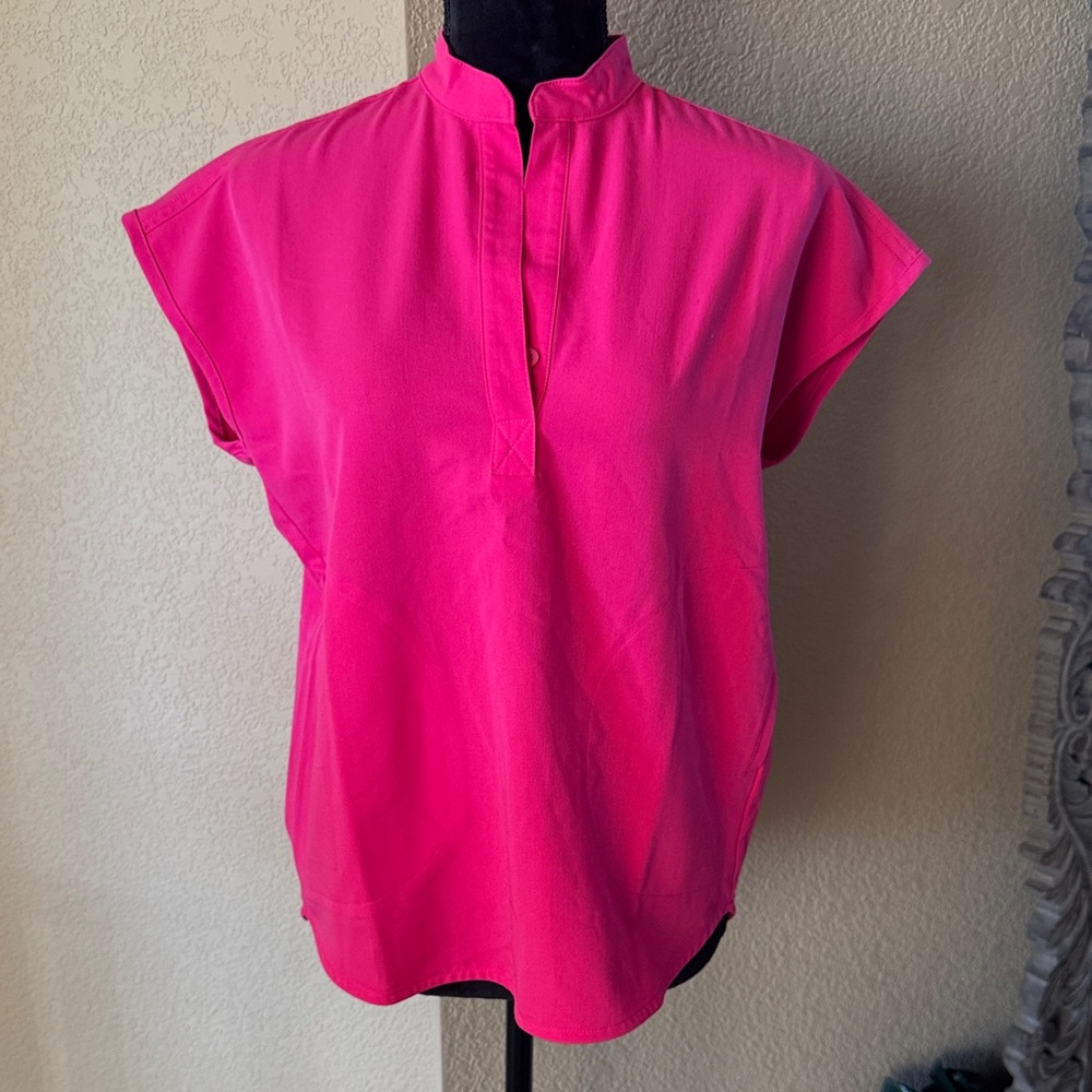 Figs Shocking Pink Rafaela Mandarin collar scrub top Sz XXS